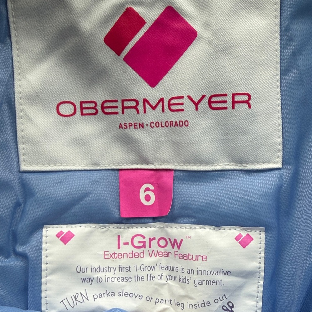 Obermeyer Kids Floral Snow Bib - Blue and Pink Floral Design - Picture 2 of 2